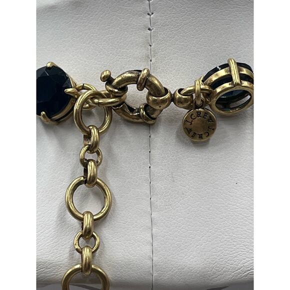 J. Crew Midnight Blue Glitter Floral Rhinestone Waterfall Statement Bib Necklace - Picture 7 of 16